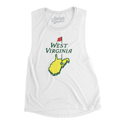 West Virginia Golf Women's Flowey Scoopneck Muscle Tank-White-Allegiant Goods Co. Vintage Sports Apparel