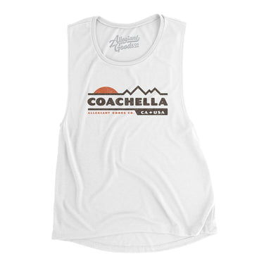 Coachella Mountain Sunset Women's Flowey Scoopneck Muscle Tank-White-Allegiant Goods Co. Vintage Sports Apparel