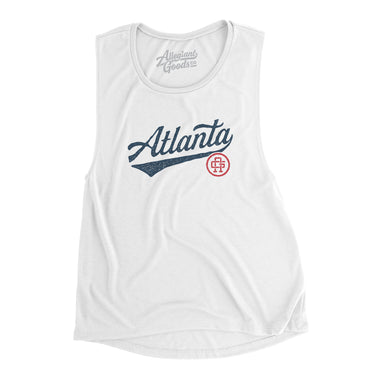 Atlanta Vintage Script Women's Flowey Scoopneck Muscle Tank-Allegiant Goods Co. Vintage Sports Apparel
