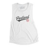 Portland Vintage Script Women's Flowey Scoopneck Muscle Tank-White-Allegiant Goods Co. Vintage Sports Apparel