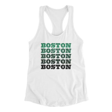 Boston Repeat Women's Racerback Tank-White-Allegiant Goods Co. Vintage Sports Apparel