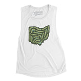 Ohio Golf Course Map Women's Flowey Scoopneck Muscle Tank-White-Allegiant Goods Co. Vintage Sports Apparel