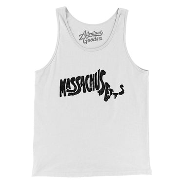 Massachusetts State Shape Text Men/Unisex Tank Top-White-Allegiant Goods Co. Vintage Sports Apparel