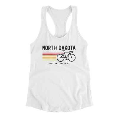 North Dakota Cycling Women's Racerback Tank-White-Allegiant Goods Co. Vintage Sports Apparel