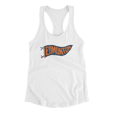 Edmonton Pennant Women's Racerback Tank-White-Allegiant Goods Co. Vintage Sports Apparel