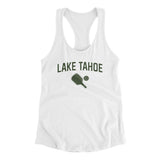 Lake Tahoe Pickleball Women's Racerback Tank-White-Allegiant Goods Co. Vintage Sports Apparel