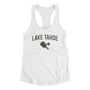 Lake Tahoe Pickleball Women's Racerback Tank-White-Allegiant Goods Co. Vintage Sports Apparel