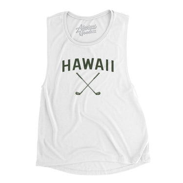 Hawaii Golf Women's Flowey Scoopneck Muscle Tank-White-Allegiant Goods Co. Vintage Sports Apparel