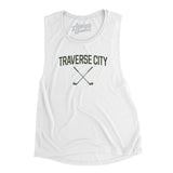Traverse City Golf Women's Flowey Scoopneck Muscle Tank-White-Allegiant Goods Co. Vintage Sports Apparel