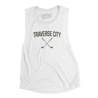 Traverse City Golf Women's Flowey Scoopneck Muscle Tank-White-Allegiant Goods Co. Vintage Sports Apparel