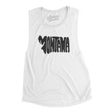 Montana State Shape Text Women's Flowey Scoopneck Muscle Tank-White-Allegiant Goods Co. Vintage Sports Apparel