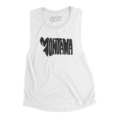 Montana State Shape Text Women's Flowey Scoopneck Muscle Tank-White-Allegiant Goods Co. Vintage Sports Apparel