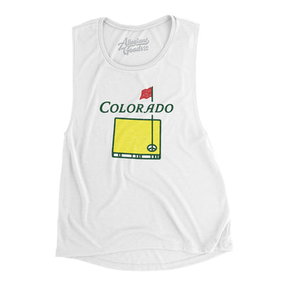 Colorado Golf Women's Flowey Scoopneck Muscle Tank-White-Allegiant Goods Co. Vintage Sports Apparel