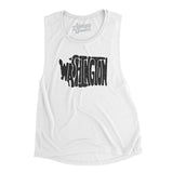Washington State Shape Text Women's Flowey Scoopneck Muscle Tank-Allegiant Goods Co. Vintage Sports Apparel