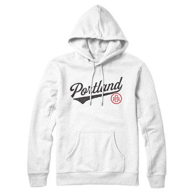Portland Vintage Script Hoodie-White-Allegiant Goods Co. Vintage Sports Apparel