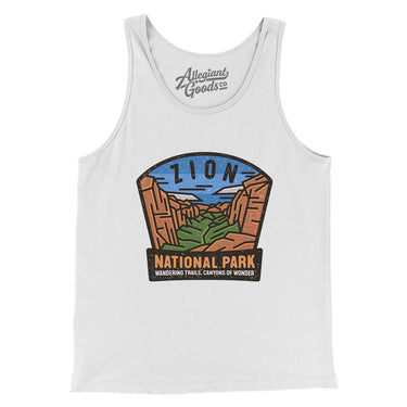 Zion National Park Badge Men/Unisex Tank Top-White-Allegiant Goods Co. Vintage Sports Apparel