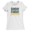 Sunday Funday Green Bay Women's T-Shirt-White-Allegiant Goods Co. Vintage Sports Apparel