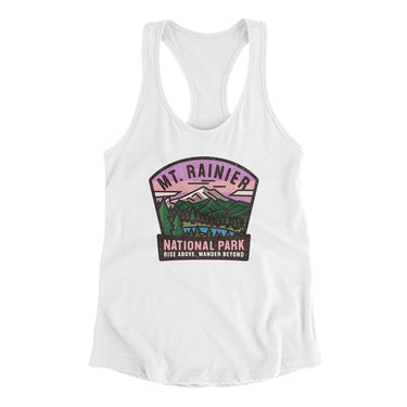 Mt. Rainier National Park Badge Women's Racerback Tank-White-Allegiant Goods Co. Vintage Sports Apparel