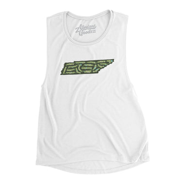 Tennessee Golf Course Map Women's Flowey Scoopneck Muscle Tank-White-Allegiant Goods Co. Vintage Sports Apparel