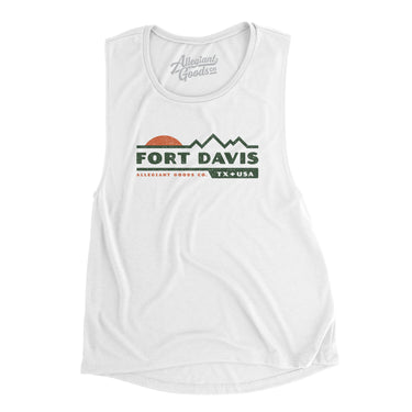 Fort Davis Mountain Sunset Women's Flowey Scoopneck Muscle Tank-White-Allegiant Goods Co. Vintage Sports Apparel