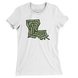 Louisiana Golf Course Map Women's T-Shirt-White-Allegiant Goods Co. Vintage Sports Apparel