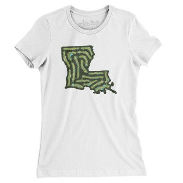 Louisiana Golf Course Map Women's T-Shirt-White-Allegiant Goods Co. Vintage Sports Apparel