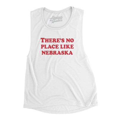There's No Place Like Nebraska Women's Flowey Scoopneck Muscle Tank-White-Allegiant Goods Co. Vintage Sports Apparel