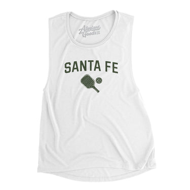 Santa Fe Pickleball Women's Flowey Scoopneck Muscle Tank-White-Allegiant Goods Co. Vintage Sports Apparel