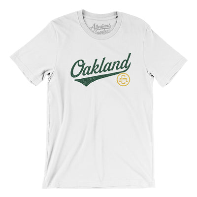 Oakland Vintage Script Men/Unisex T-Shirt-White-Allegiant Goods Co. Vintage Sports Apparel