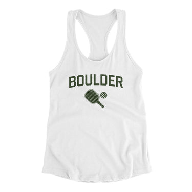 Boulder Pickleball Women's Racerback Tank-White-Allegiant Goods Co. Vintage Sports Apparel