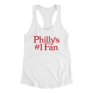 Philly's Number 1 Fan Women's Racerback Tank-White-Allegiant Goods Co. Vintage Sports Apparel