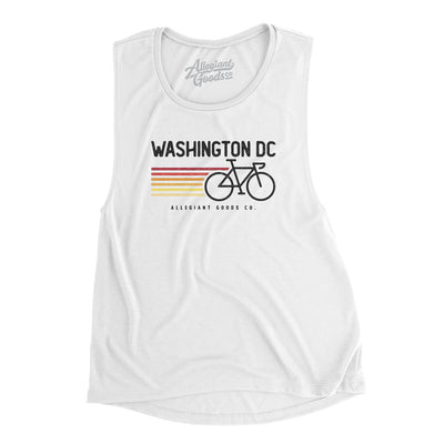 Washington Dc Cycling Women's Flowey Scoopneck Muscle Tank-White-Allegiant Goods Co. Vintage Sports Apparel