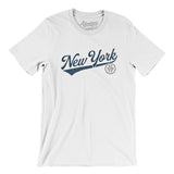 New York Vintage Script Men/Unisex T-Shirt-White-Allegiant Goods Co. Vintage Sports Apparel