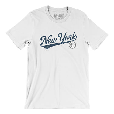 New York Vintage Script Men/Unisex T-Shirt-White-Allegiant Goods Co. Vintage Sports Apparel