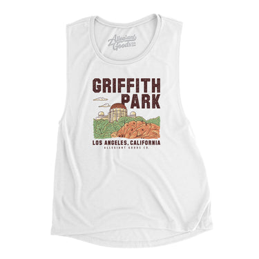 Griffith Park Women's Flowey Scoopneck Muscle Tank-White-Allegiant Goods Co. Vintage Sports Apparel