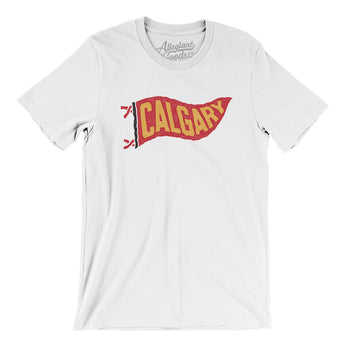 Calgary Pennant Men/Unisex T-Shirt-White-Allegiant Goods Co. Vintage Sports Apparel