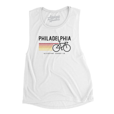 Philadelphia Cycling Women's Flowey Scoopneck Muscle Tank-White-Allegiant Goods Co. Vintage Sports Apparel