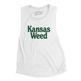 Kansas Weed Women's Flowey Scoopneck Muscle Tank-White-Allegiant Goods Co. Vintage Sports Apparel