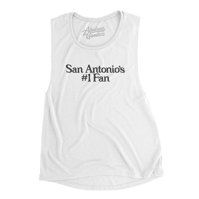 San Antonio's Number 1 Fan Women's Flowey Scoopneck Muscle Tank-White-Allegiant Goods Co. Vintage Sports Apparel