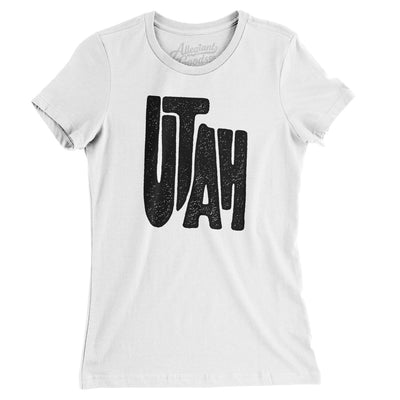 Utah State Shape Text Women's T-Shirt-White-Allegiant Goods Co. Vintage Sports Apparel