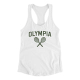 Olympia Tennis Women's Racerback Tank-White-Allegiant Goods Co. Vintage Sports Apparel