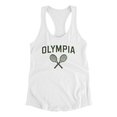 Olympia Tennis Women's Racerback Tank-White-Allegiant Goods Co. Vintage Sports Apparel