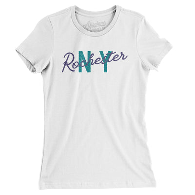 Rochester Ny Overprinted Women's T-Shirt-White-Allegiant Goods Co. Vintage Sports Apparel