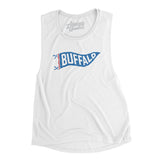 Buffalo Pennant Women's Flowey Scoopneck Muscle Tank-White-Allegiant Goods Co. Vintage Sports Apparel