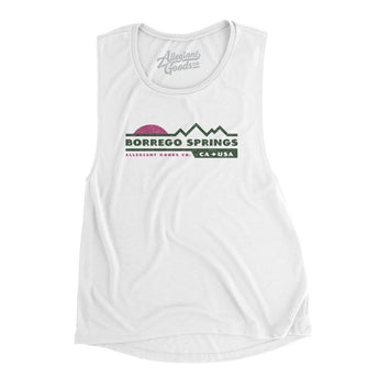 Borrego Springs Mountain Sunset Women's Flowey Scoopneck Muscle Tank-White-Allegiant Goods Co. Vintage Sports Apparel