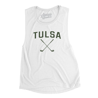Tulsa Golf Women's Flowey Scoopneck Muscle Tank-White-Allegiant Goods Co. Vintage Sports Apparel