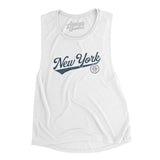 New York Vintage Script Women's Flowey Scoopneck Muscle Tank-Allegiant Goods Co. Vintage Sports Apparel