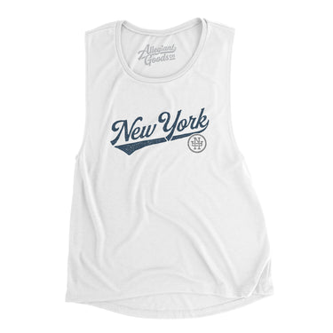 New York Vintage Script Women's Flowey Scoopneck Muscle Tank-Allegiant Goods Co. Vintage Sports Apparel
