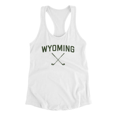 Wyoming Golf Women's Racerback Tank-White-Allegiant Goods Co. Vintage Sports Apparel