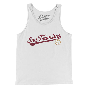 San Francisco Vintage Script Men/Unisex Tank Top-White-Allegiant Goods Co. Vintage Sports Apparel
